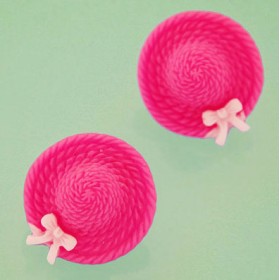 Hot Pink Hat Stud Earrings